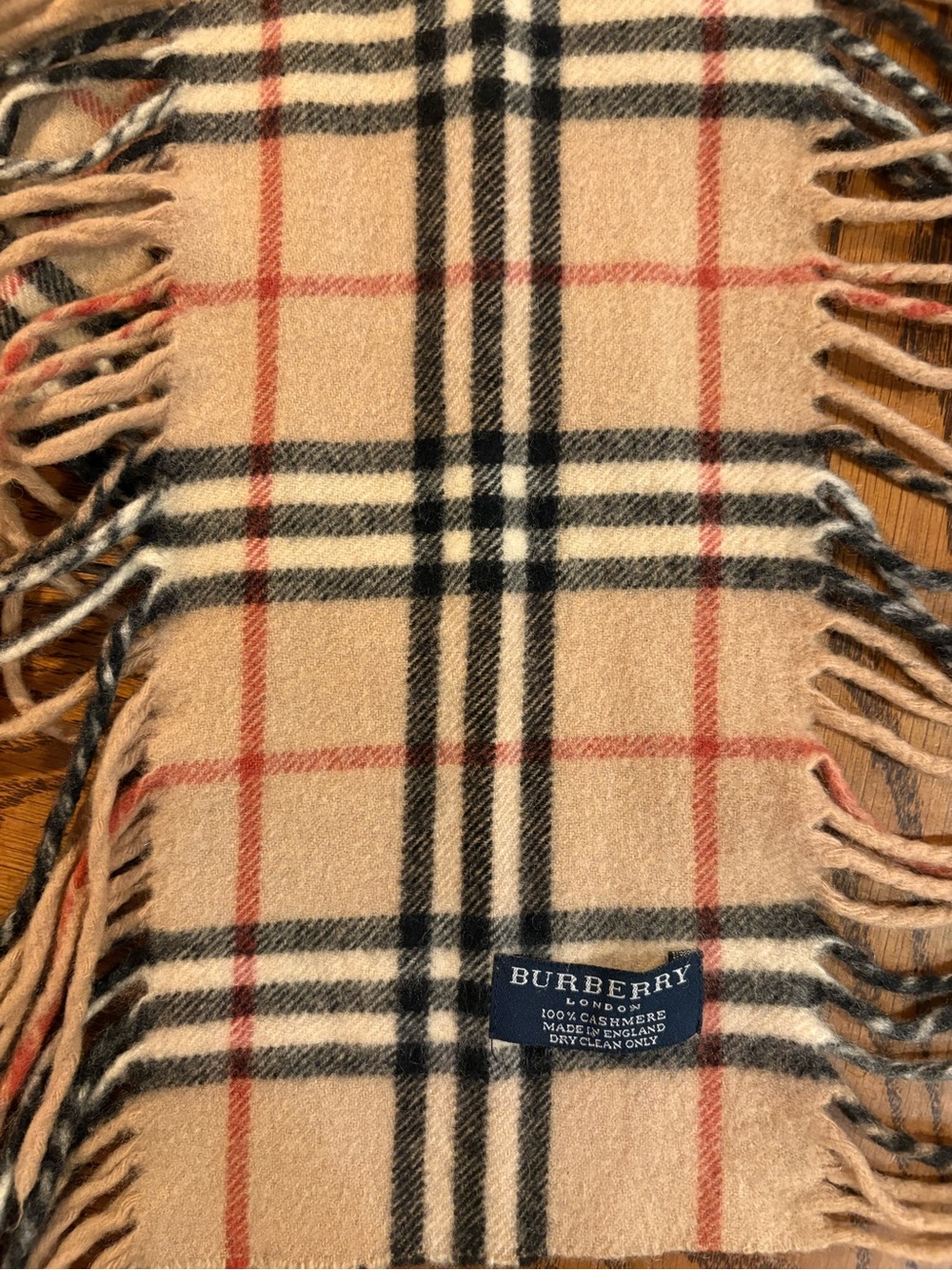 Burberry Beige Plaid Fringe Scarf - Picture 2 of 3